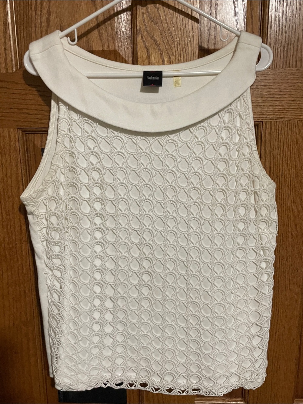 Rafaella Ivory Crochet Collar Sleeveless Top